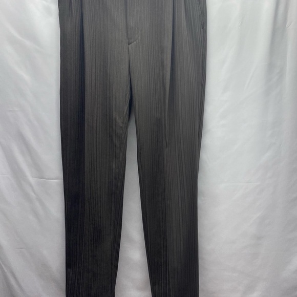 Pronto Uomo Men’s Brown Pin Stripe Wool Dress Pants Cuff Hem 34 X 33.5 - Picture 1 of 9